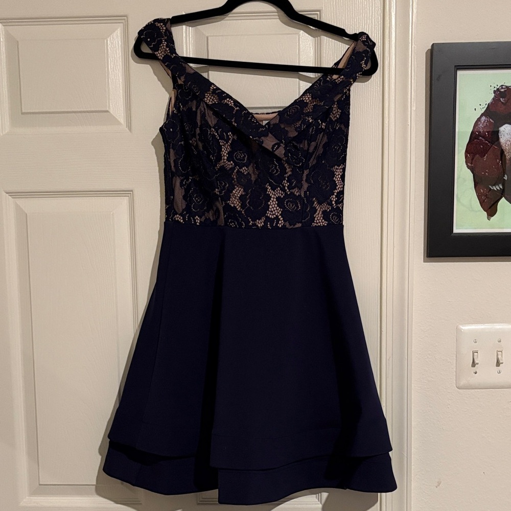 Elegant Navy Lace Dress